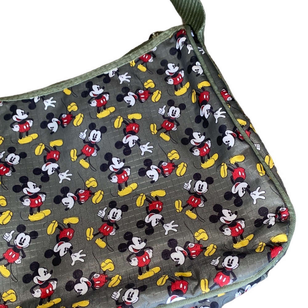 Olive Green Mickey Mouse Patterned Small Tote Mai… - image 2